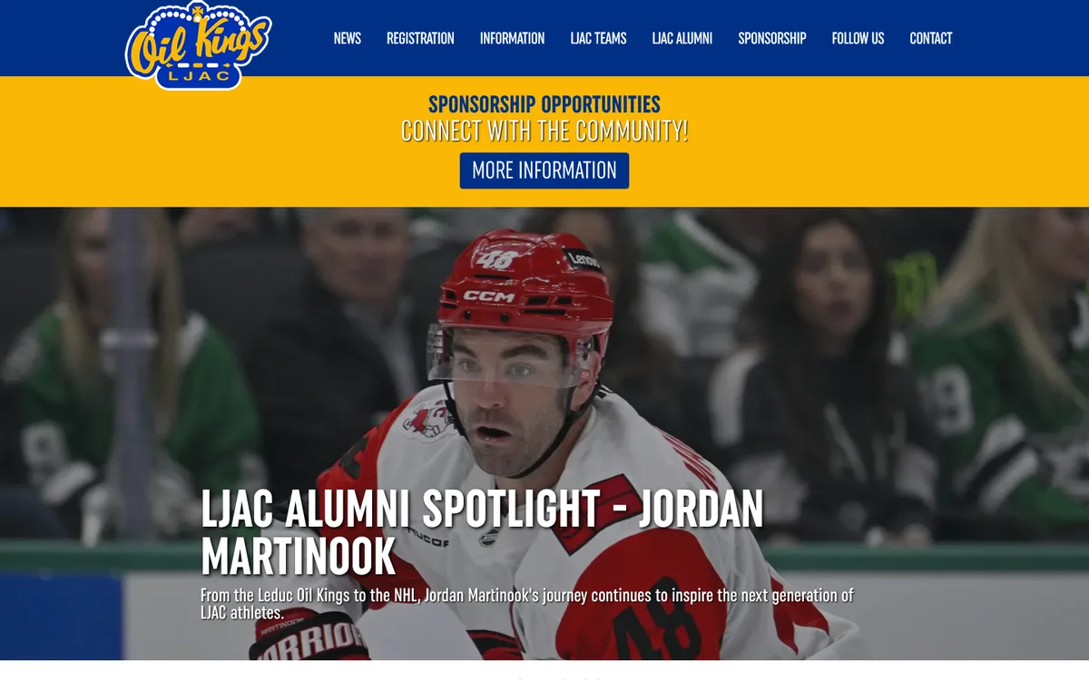 Leduc Junior Athletic Club website homepage